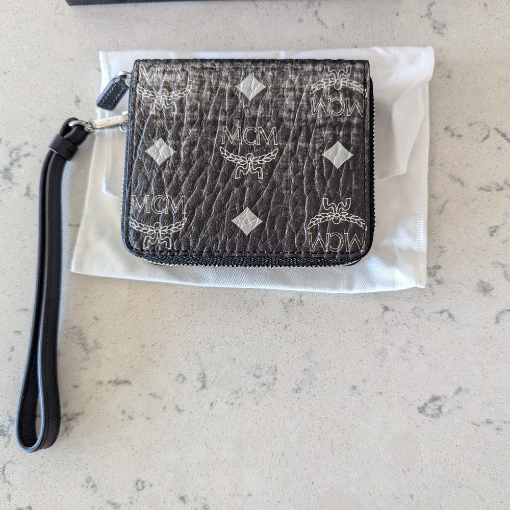 MCM Black Leather Wristlet